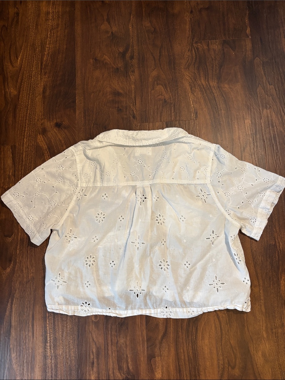 American Eagle Outfitters White Embroidered Buttoned Crop Top - Picture 5 of 7